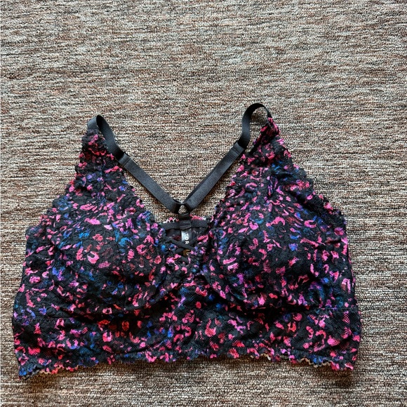Torrid Curve Lightly Lined Rainbow Leopard Lace XO Front Bralette Size 2 - Picture 3 of 8
